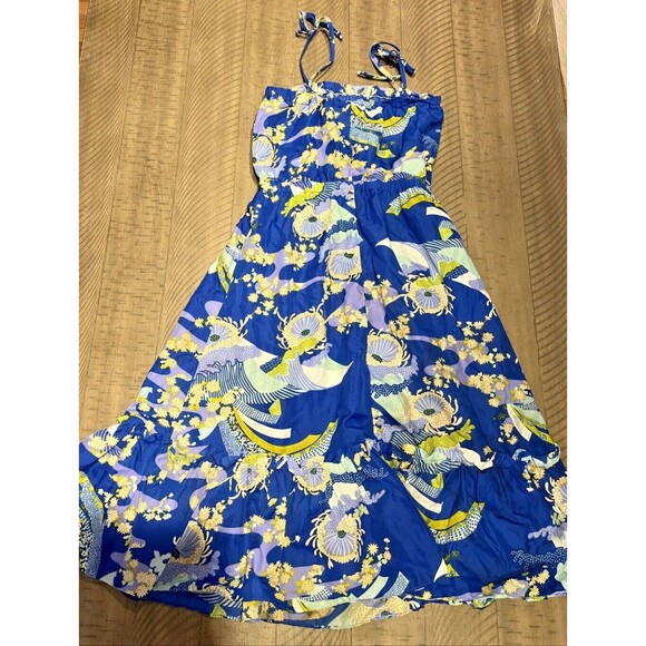 Vintage Pomare Hawaii Dress Ruffle Floral Size Medium Blue Retro Summer Tropical - Picture 5 of 6